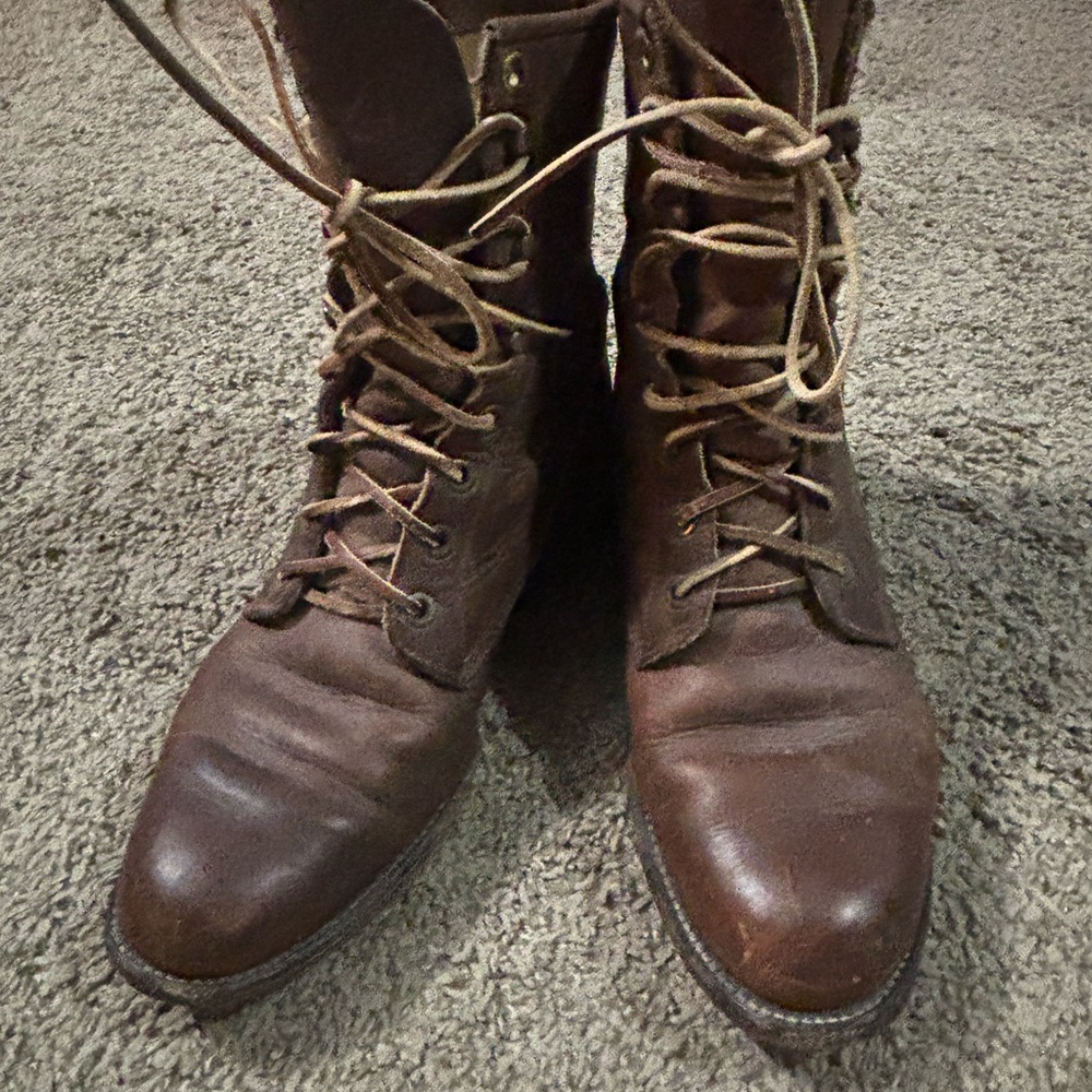 Women's Brown Lace-Up Ankle Booties - Picture 2 of 6